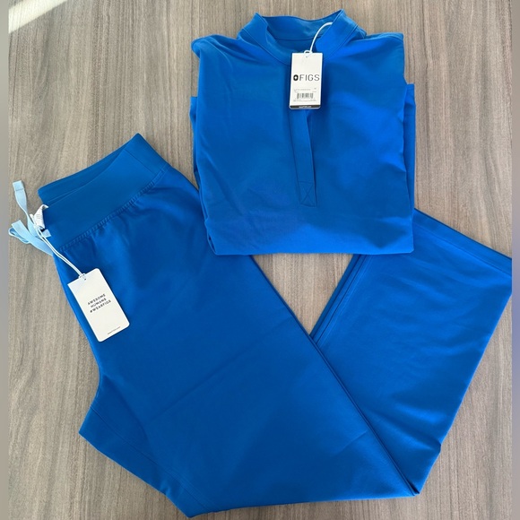 FIGS SET LIVINGSTON HIGH WAITED STRAIGHT LEG  PANT SP +RAFAELA OVERSIZED TOP XS - Picture 1 of 6